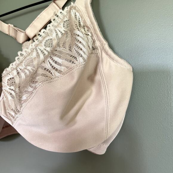 Glamorise Wonderwire Front Closure T Back Bra Cafe Size‎ 34G Nude Tan Cream Lace - Picture 11 of 16